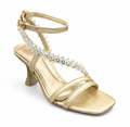 Sadndalique HH10011 Gold Crystal Vine Strappy Heels