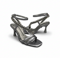 Sadndalique HH10011 Grey Crystal Vine Strappy Heels