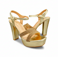 Sandalique 3H1001 Gold Platform High Heel Sandals