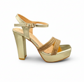 Sandalique 3H1001 Gold Platform High Heel Sandals