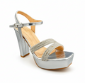 Sandalique 3H1001 Silver Platform High Heel Sandals