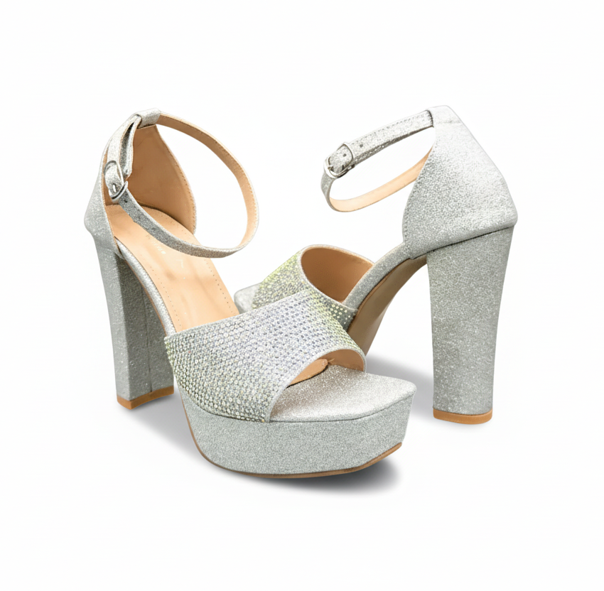 Sandalique 3H1002 Silver SkyHigh Luxe Platform Heels