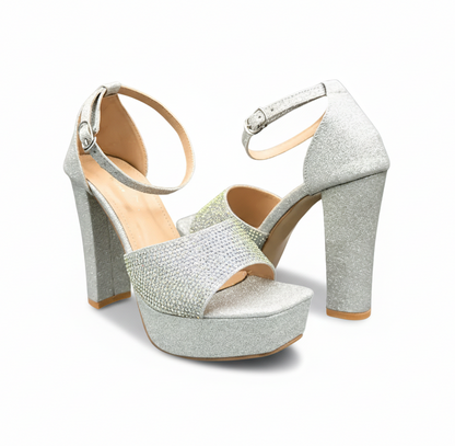 Sandalique 3H1002 Silver SkyHigh Luxe Platform Heels