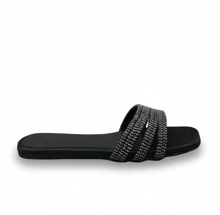 Sandalique FT10010 Black3 Crystal Wave Flats