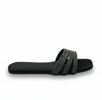 Sandalique FT10010 Black3 Crystal Wave Flats
