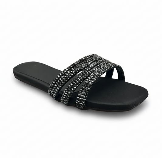 Sandalique FT10010 Black Crystal Wave Flats