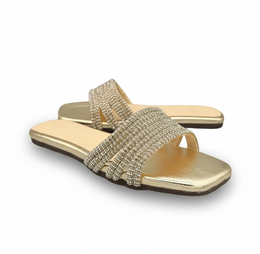 Sandalique FT10010 Gold1 Crystal Wave Flats