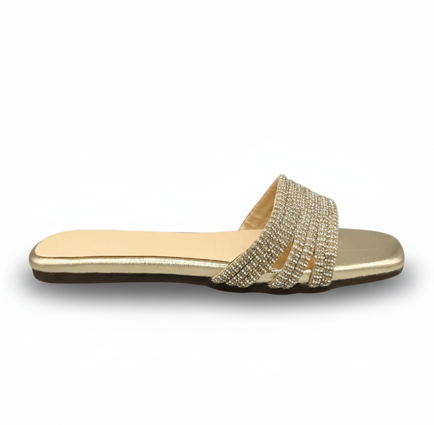 Sandalique FT10010 Gold2 Crystal Wave Flats
