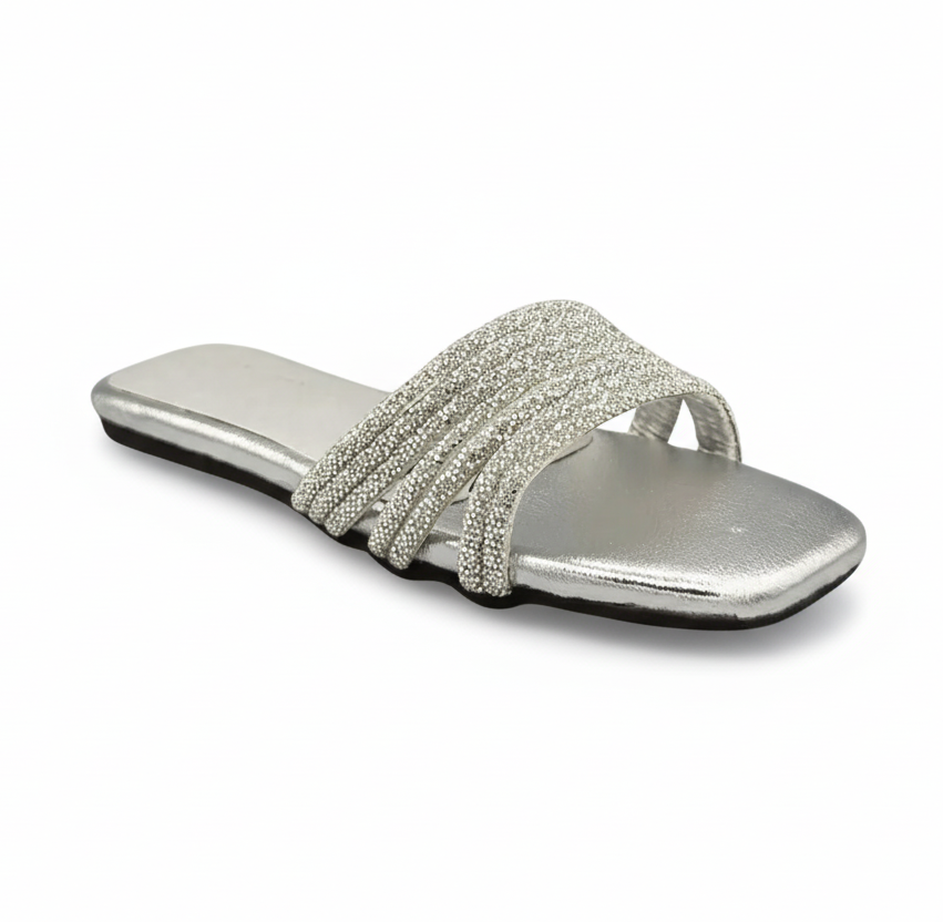 Sandalique FT10010 Silver Crystal Wave Flats