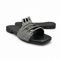Sandalique FT10011 Black1 Wave Cut Embellished Flats