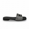 Sandalique FT10011 Black2 Wave Cut Embellished Flats