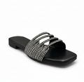 Sandalique FT10011 Black Wave Cut Embellished Flats