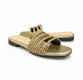 Sandalique FT10011 Gold1 Wave Cut Embellished Flats