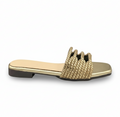 Sandalique FT10011 Gold2 Wave Cut Embellished Flats