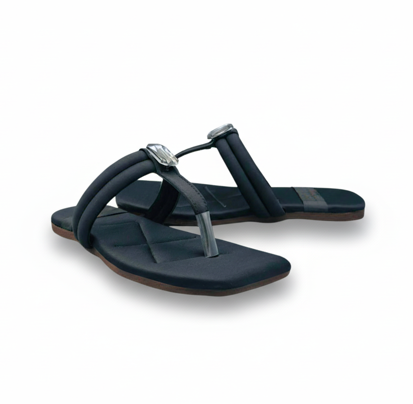 Sandalique FT10033 Black Crystal Accent Flats