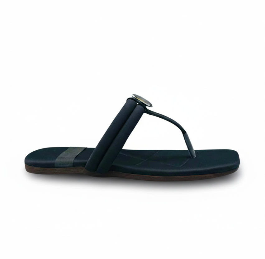 Sandalique FT10033 Black Crystal Accent Flats