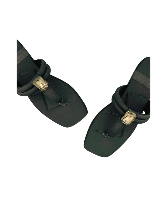 Sandalique FT10033 Black Crystal Accent Flats