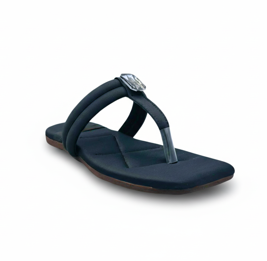 Sandalique FT10033 Black Crystal Accent Flats