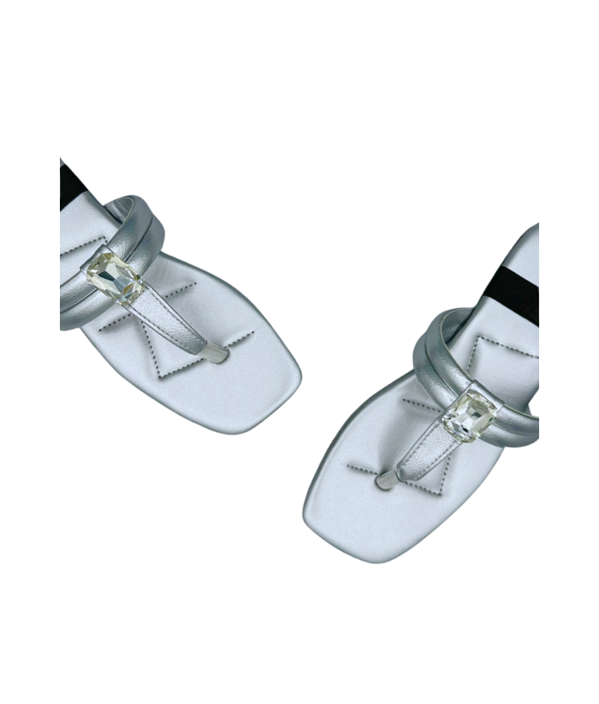 Sandalique FT10033 Silver Crystal Accent Flats