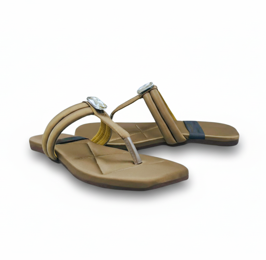Sandalique FT10033 mehandi Crystal Accent Flats
