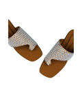 Sandalique FT10035 Brown Crystal Embellished Flat Slides
