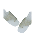 Sandalique FT10035 White Crystal Embellished Flat Slides