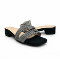 Sandalique FT10036 Black Embellished Cross Strap Slides