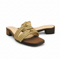 Sandalique FT10036 Brown Embellished Cross Strap Slides