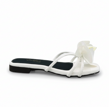 Sandalique FT10037 White Orchid Bloom Statement Flats