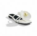 Sandalique FT10037 White Orchid Bloom Statement Flats