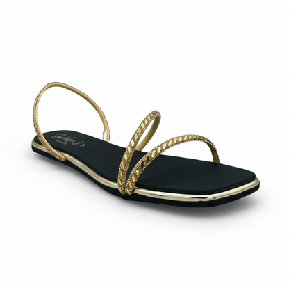 Sandalique FT10038 Crystal Strap Flat Sandals