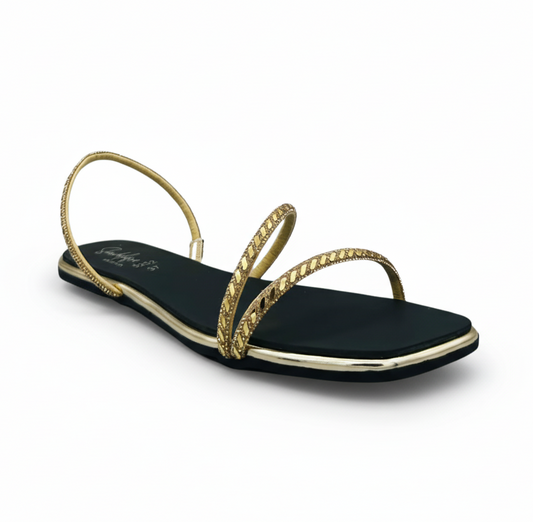 Sandalique FT10038 Crystal Strap Flat Sandals