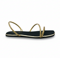 Sandalique FT10038 Gold Crystal Strap Flat Sandals