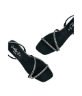 Sandalique FT10038 Silver Crystal Strap Flat Sandals
