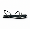 Sandalique FT10038 Silver Crystal Strap Flat Sandals