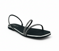 Sandalique FT10038 Silver Crystal Strap Flat Sandals