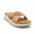 Sandalique FT10039 Pink Textured Cross Strap Comfort Slides