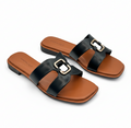 Sandalique FT1003 BlackClassic Buckle Strap Flats