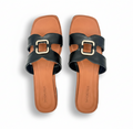Sandalique FT1003 Black Classic Buckle Strap Flats