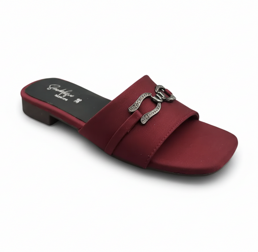 Sandalique FT1003 Maroon Urban Grace Buckle Flats