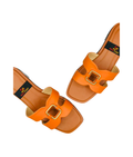 Sandalique FT1003 Orange Classic Buckle Strap Flats