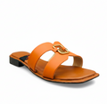 Sandalique FT1003 Orange Classic Buckle Strap Flats