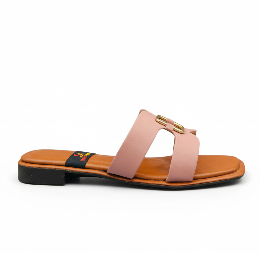 Sandalique FT1003 Pink Classic Buckle Strap Flats