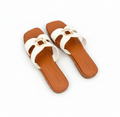 Sandalique FT1003 white Classic Buckle Strap Flats