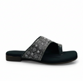 Sandalique FT10040 Black Embellished Toe Ring Flats