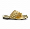 Sandalique FT10040 Gold Embellished Toe Ring Flats