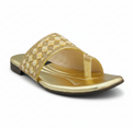 Sandalique FT10040 Gold Embellished Toe Ring Flats