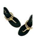 Sandalique FT10043 Gold Minimal Crystal Strap Flats