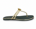 Sandalique FT10043 Gold Minimal Crystal Strap Flats