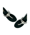 Sandalique FT10043 Silver Minimal Crystal Strap Flats